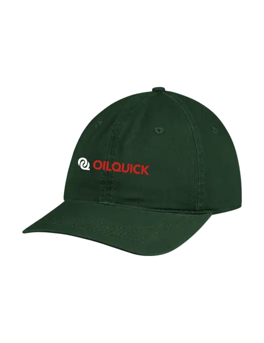 Garment Washed Unstructured Twill Dark Green Cap w/OilQuick Logo