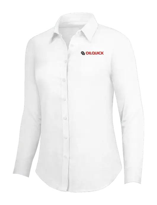 White Womens SuperPro Oxford Shirt w/OilQuick Logo