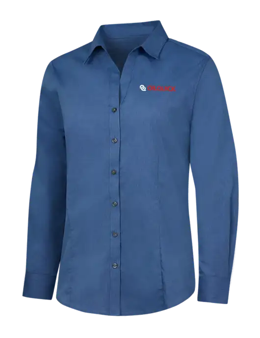 Light Navy Womens Crosshatch Easy Care Shirt w/OilQuick Logo