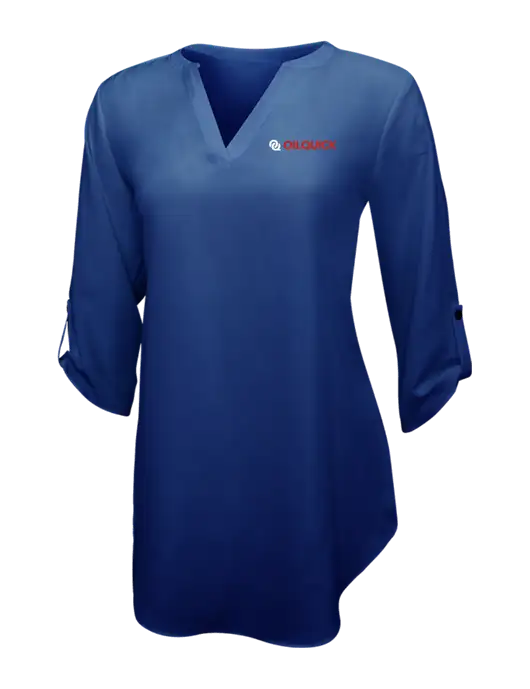 Dark Royal Womens 3/4 Sleeve Tunic Blouse w/OilQuick Logo