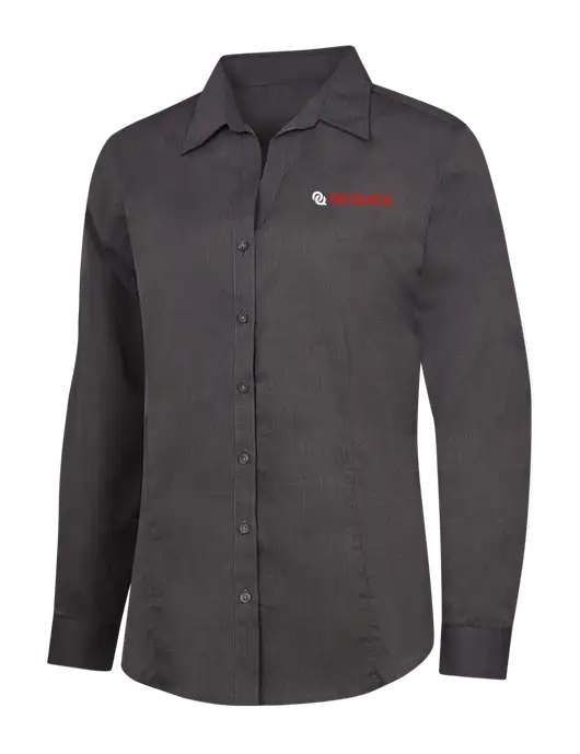 Womens Soft Black Crosshatch Easy Care Shirt w/OilQuick Logo