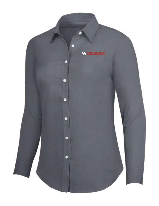 Dark Grey Womens SuperPro Oxford Shirt w/OilQuick Logo