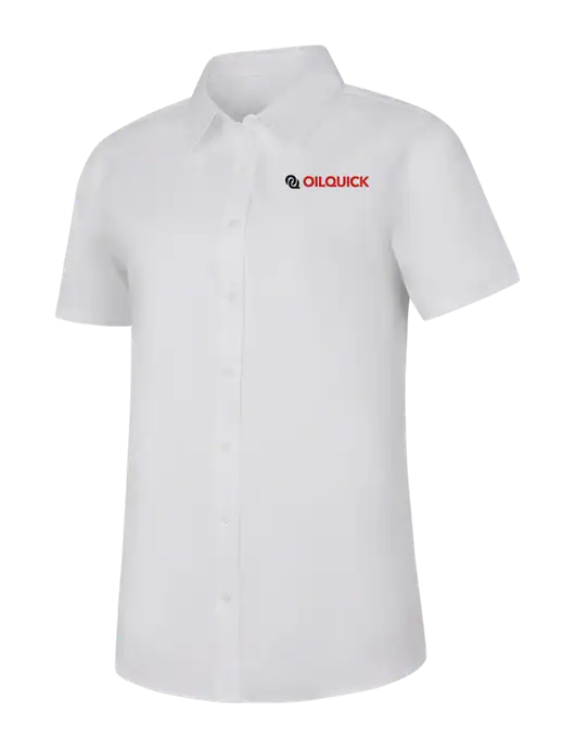 Womens White Short Sleeve Superpro React Twill Shirt w/OilQuick Logo