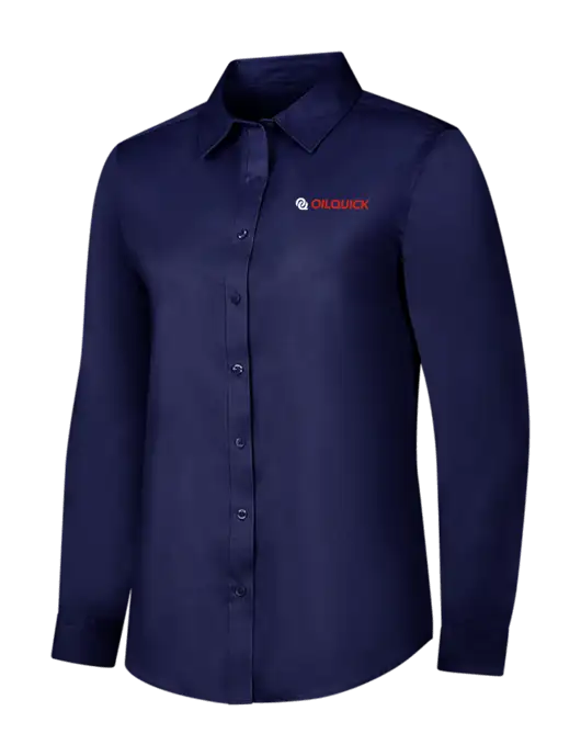 Navy Womens Long Sleeve Superpro React Twill Shirt w/OilQuick Logo