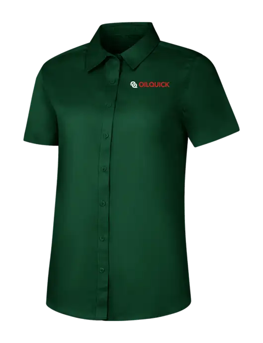 Womens Dark Green Short Sleeve Superpro React Twill Shirt w/OilQuick Logo