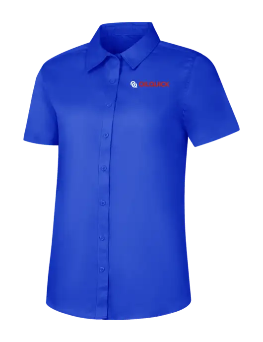 Womens Short Sleeve Dark Royal Superpro React Twill Shirt w/OilQuick Logo