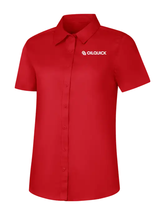 Womens Red Short Sleeve Superpro React Twill Shirt w/OilQuick Logo