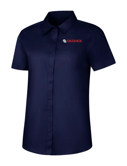 Womens Navy Short Sleeve Superpro React Twill Shirt w/OilQuick Logo