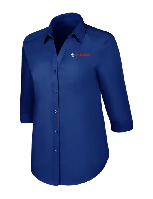 Womens Royal 3/4 Sleeve Carefree Poplin Shirt w/OilQuick Logo