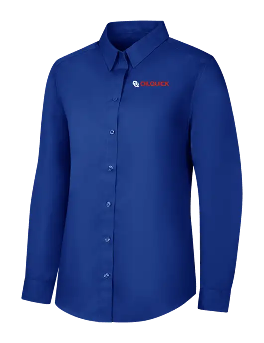 Womens Royal Long Sleeve Carefree Poplin Shirt w/OilQuick Logo