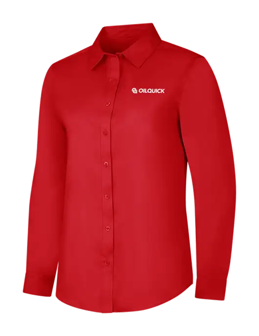 Red Womens Long Sleeve Superpro React Twill Shirt w/OilQuick Logo