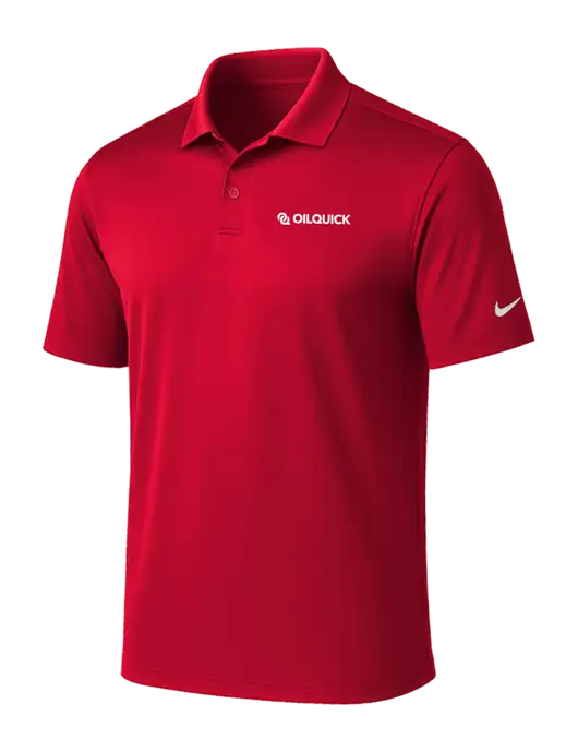 NIKE Red Victory Solid Polo w/OilQuick Logo