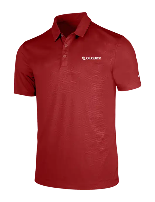 NIKE Red Dri-Fit Embossed Tri-Blade Polo w/OilQuick Logo