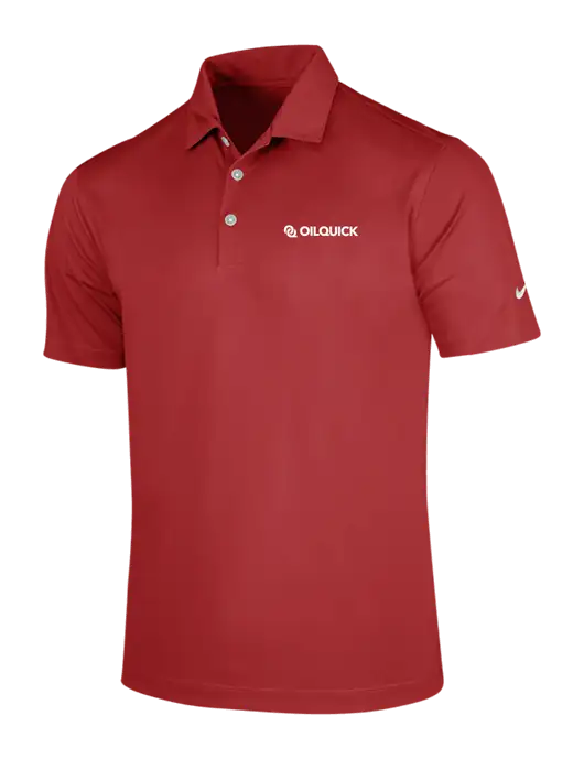 NIKE Red Dri-Fit Vertical Mesh Polo w/OilQuick Logo