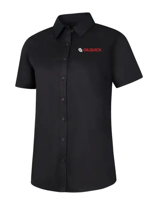 Womens Black Short Sleeve Superpro React Twill Shirt w/OilQuick Logo