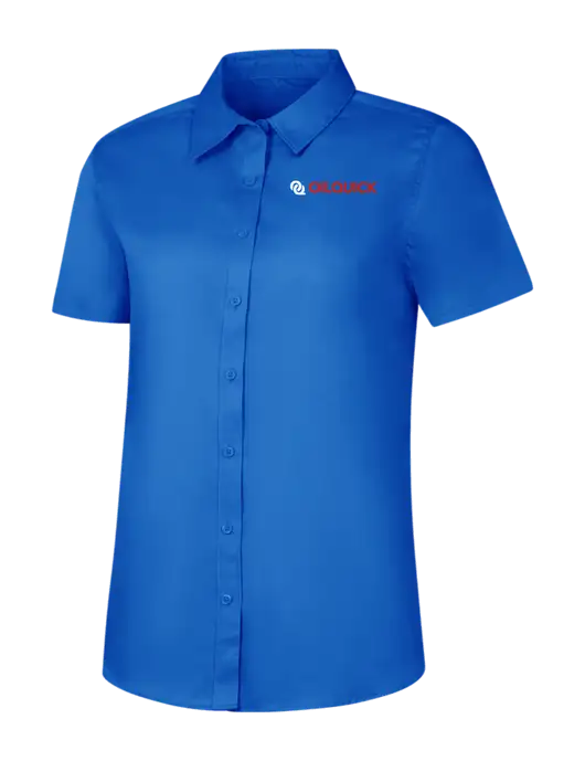 Womens Short Sleeve Royal Blue Superpro React Twill Shirt w/OilQuick Logo