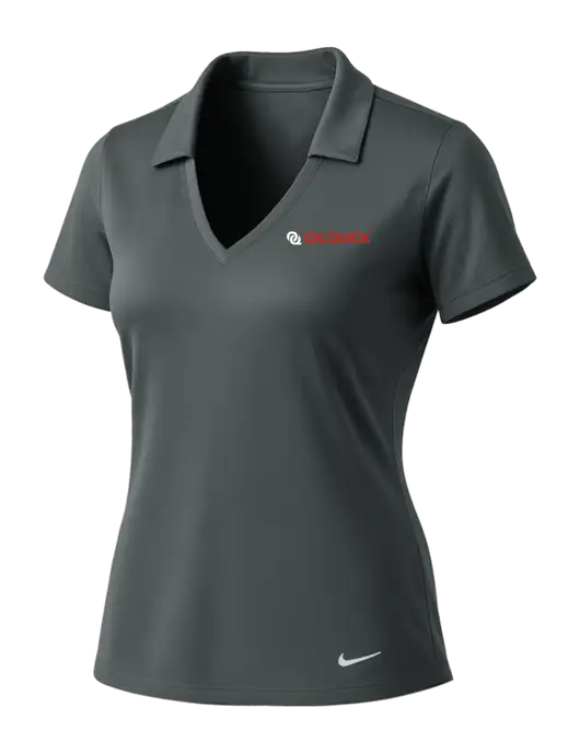 NIKE Dark Grey Womens Dri-Fit Vertical Mesh Polo w/OilQuick Logo