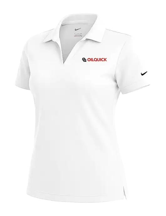 NIKE White Womens Dri-Fit Micro Pique Polo w/OilQuick Logo