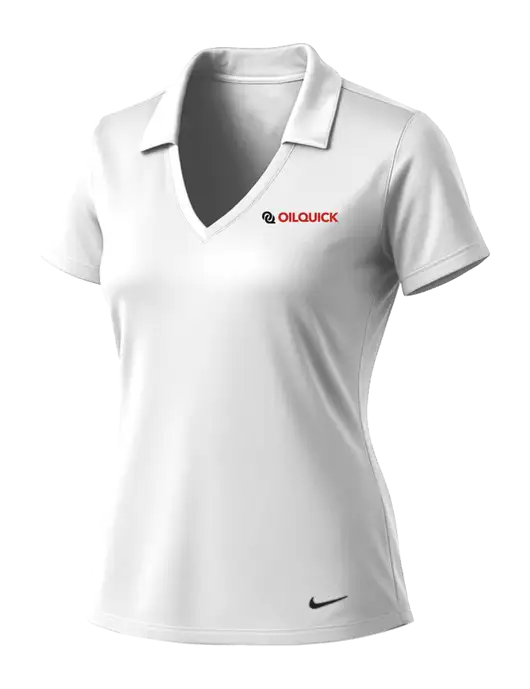 NIKE White Womens Dri-Fit Vertical Mesh Polo w/OilQuick Logo