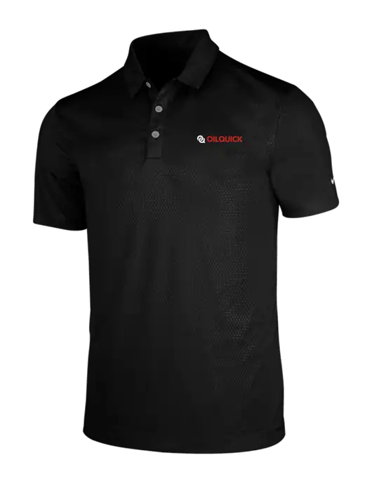NIKE Black Dri-Fit Embossed Tri-Blade Polo w/OilQuick Logo