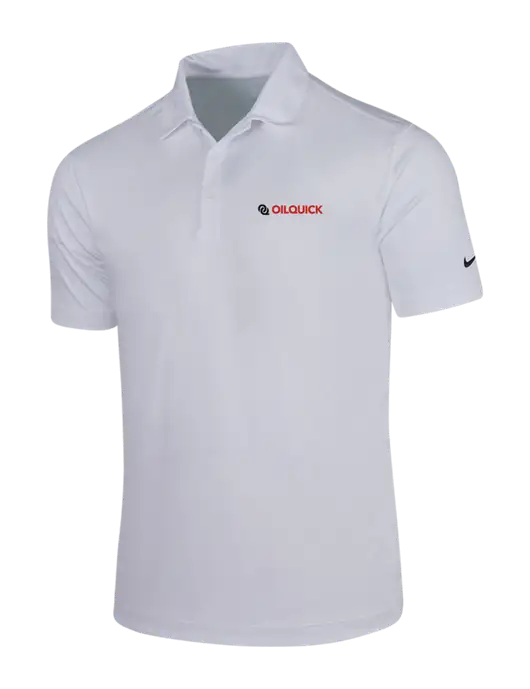 NIKE White Dri-Fit Vertical Mesh Polo w/OilQuick Logo