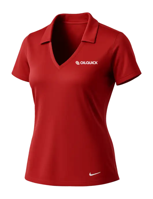 NIKE Red Womens Dri-Fit Vertical Mesh Polo w/OilQuick Logo