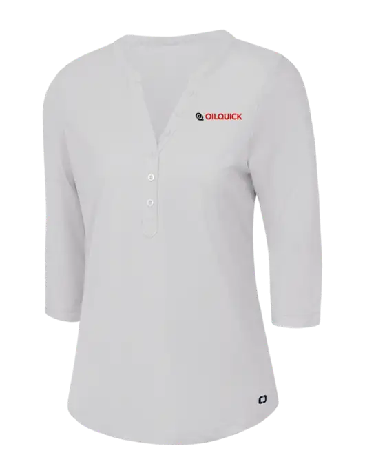 OGIO Bright White Jewel Henley w/OilQuick Logo