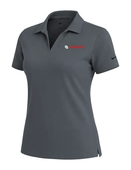 NIKE Dark Grey Womens Dri-Fit Micro Pique Polo w/OilQuick Logo