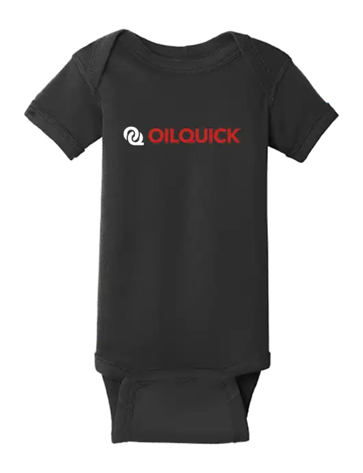 Rabbit Skins Black Infant Short Sleeve Baby Rib Bodysuit w/OilQuick Logo
