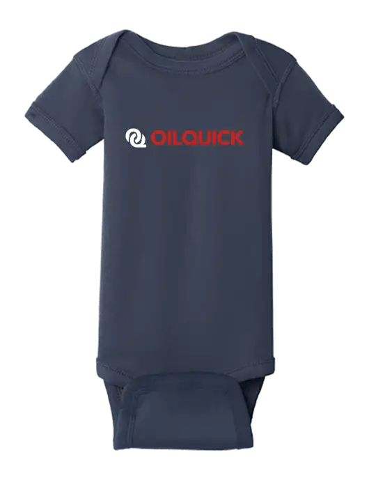 Rabbit Skins Navy Infant Short Sleeve Baby Rib Bodysuit w/OilQuick Logo