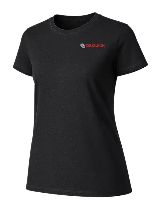 Womens Ring Spun Jet Black 4.5 oz T-Shirt w/OilQuick Logo