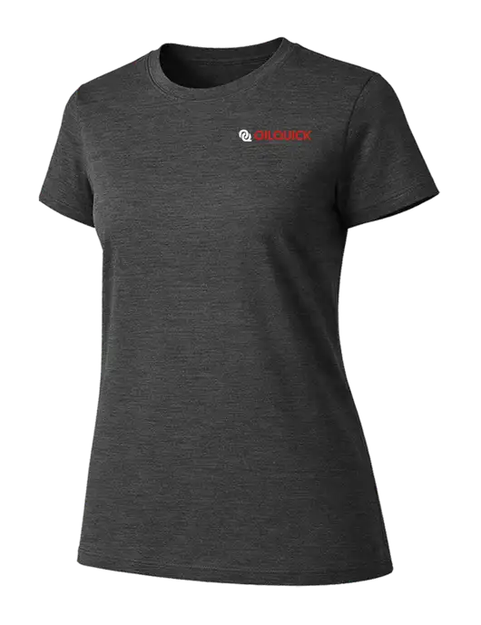 Womens Ring Spun Dark Heather Grey 4.5 oz T-Shirt w/OilQuick Logo