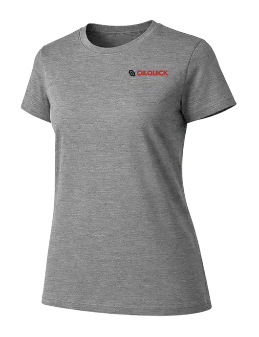Womens Ring Spun Light Grey Heather 4.5 oz T-Shirt w/OilQuick Logo