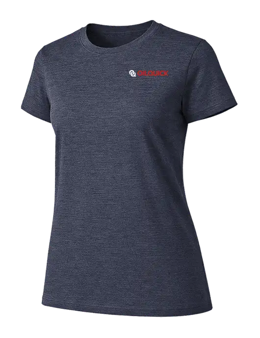 Womens Ring Spun Heather Navy 4.5 oz T-Shirt w/OilQuick Logo