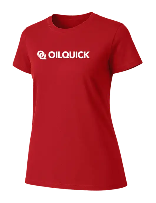 Womens Ring Spun Bright Red 4.5 oz T-Shirt w/OilQuick Logo