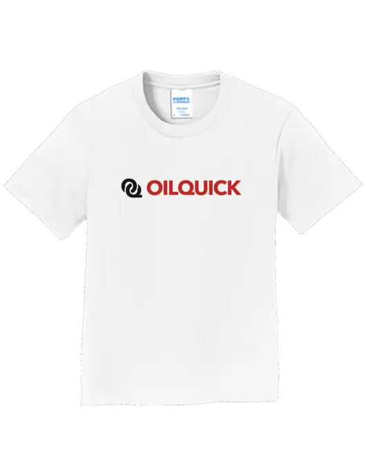 Youth Ring Spun White 4.5 oz T-Shirt w/OilQuick Logo