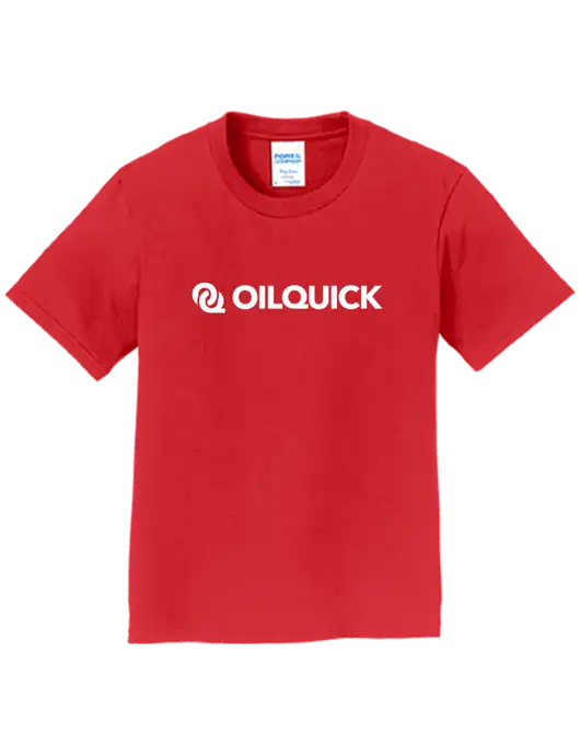 Youth Ring Spun Bright Red 4.5 oz T-Shirt w/OilQuick Logo