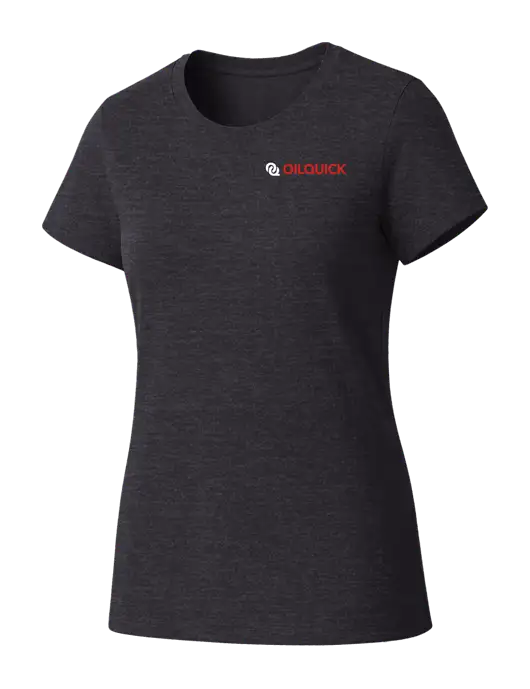 Womens Seriously Soft Heathered Charcoal T-Shirt w/OilQuick Logo