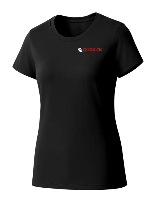 Womens Seriously Soft Black T-Shirt w/OilQuick Logo