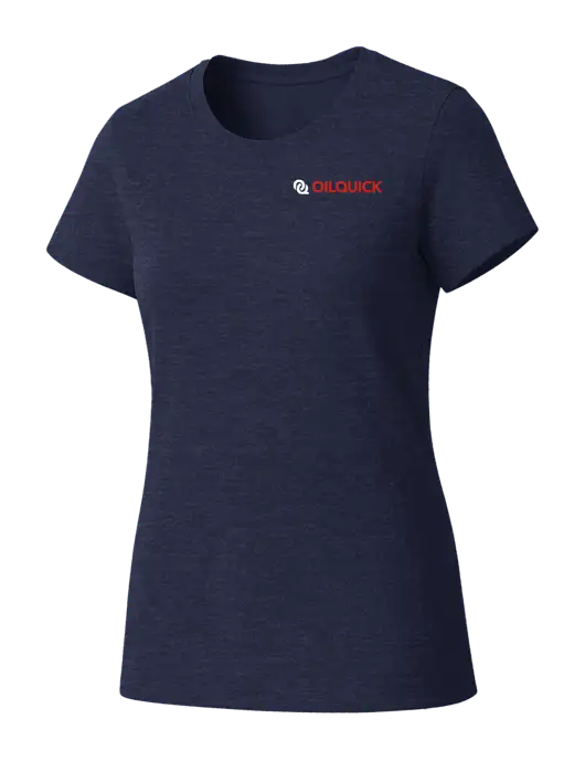 Womens Seriously Soft Heathered Navy T-Shirt w/OilQuick Logo
