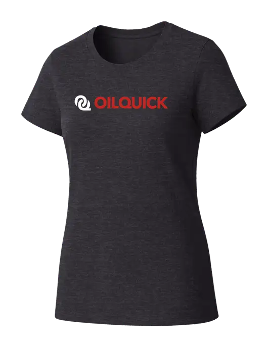 Womens Seriously Soft Heathered Charcoal T-Shirt w/OilQuick Logo