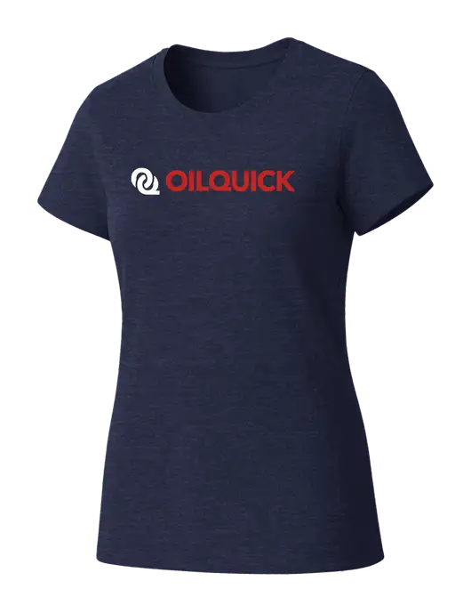 Womens Seriously Soft Heathered Navy T-Shirt w/OilQuick Logo