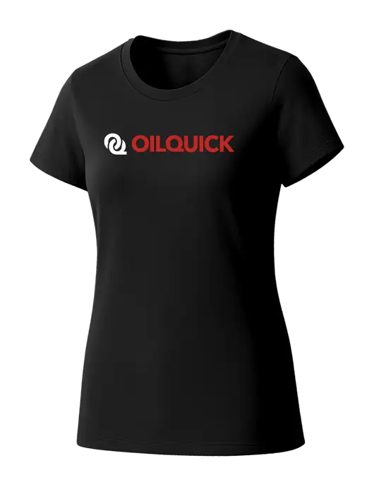 Womens Seriously Soft Black T-Shirt w/OilQuick Logo