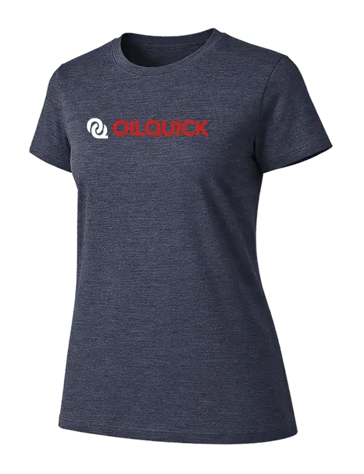 Womens Ring Spun Heather Navy 4.5 oz T-Shirt w/OilQuick Logo