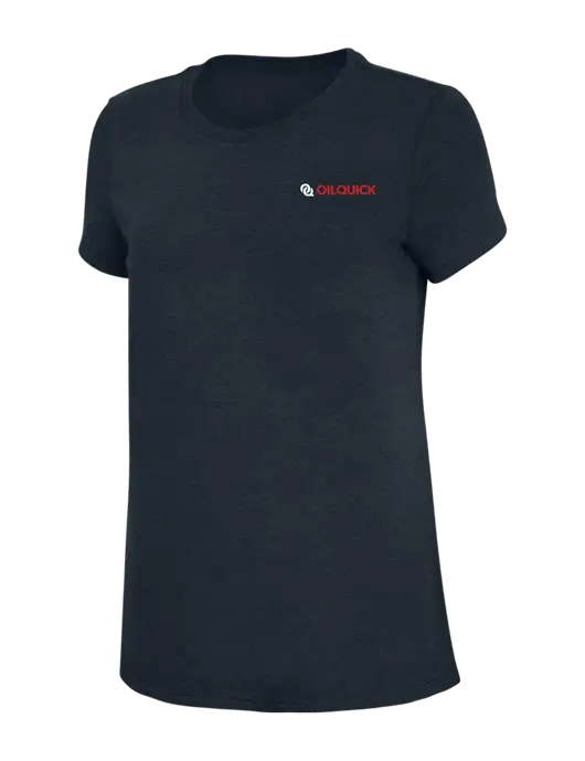 Womens Simply Soft Navy 4.5oz Poly/Combed Ring Spun Cotton T-Shirt w/OilQuick Logo