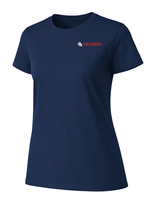 Womens Ring Spun Navy 4.5 oz T-Shirt w/OilQuick Logo
