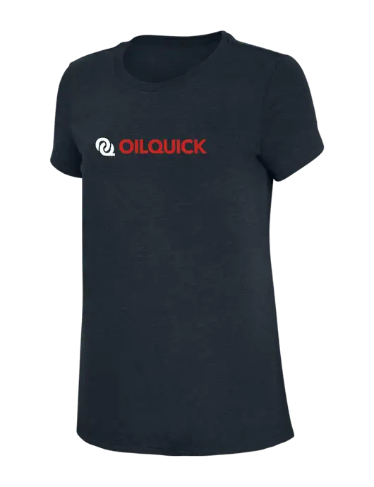 Womens Simply Soft Navy 4.5oz Poly/Combed Ring Spun Cotton T-Shirt w/OilQuick Logo