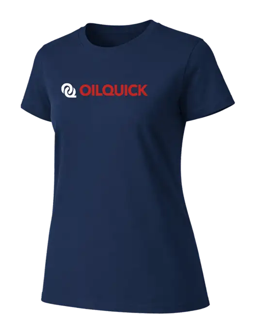 Womens Ring Spun Navy 4.5 oz T-Shirt w/OilQuick Logo
