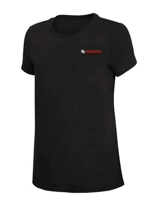Womens Simply Soft Black 4.5oz Poly/Combed Ring Spun Cotton T-Shirt w/OilQuick Logo