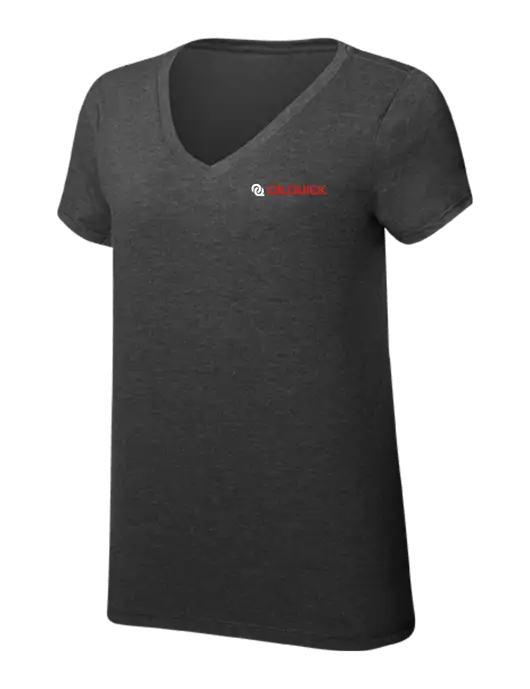 Womens Simply Soft V-Neck Black Frost 4.5oz  Poly/Combed Ring Spun Cotton T-Shirt w/OilQuick Logo